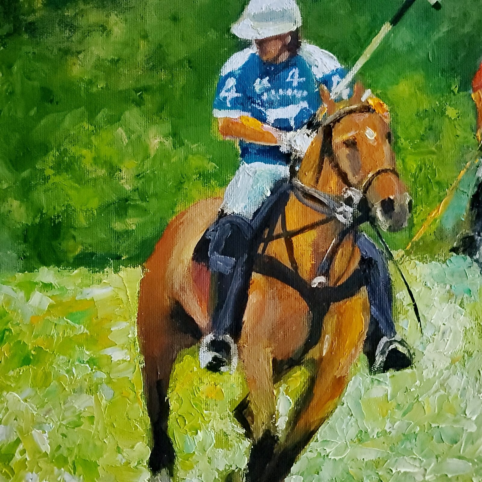 YARY DLUHOS Polo Horses Ponies Equine Equestrian Sport Original Oil Painting