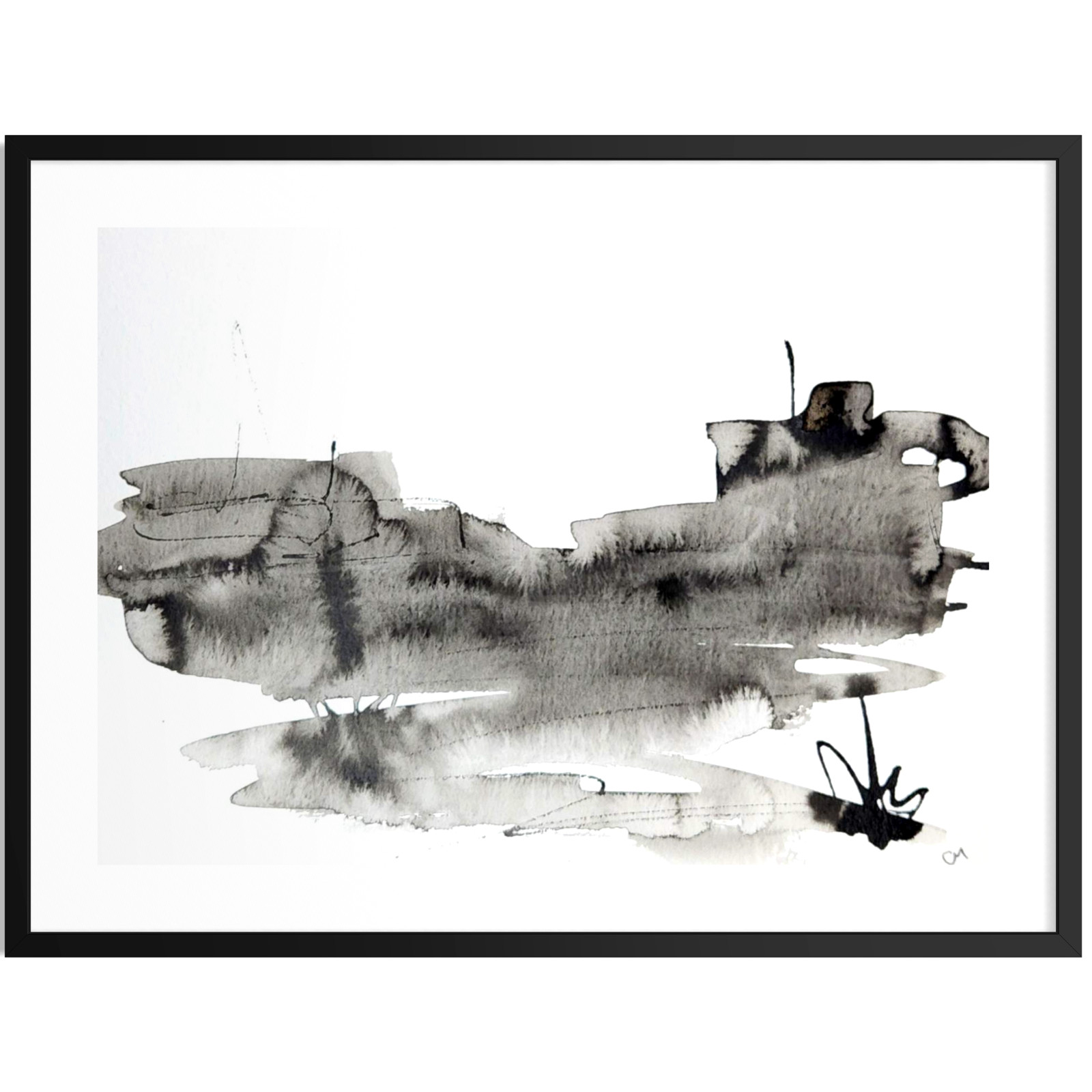 Original Abstract Acrylic 9×12 Desert Black White Striking One of a Kind