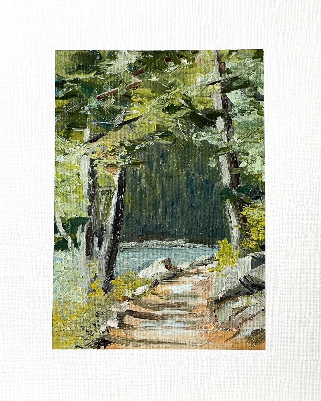 8×10 Maine Original Oil Painting Acadia Landscape Jordan Pond New England Signed
