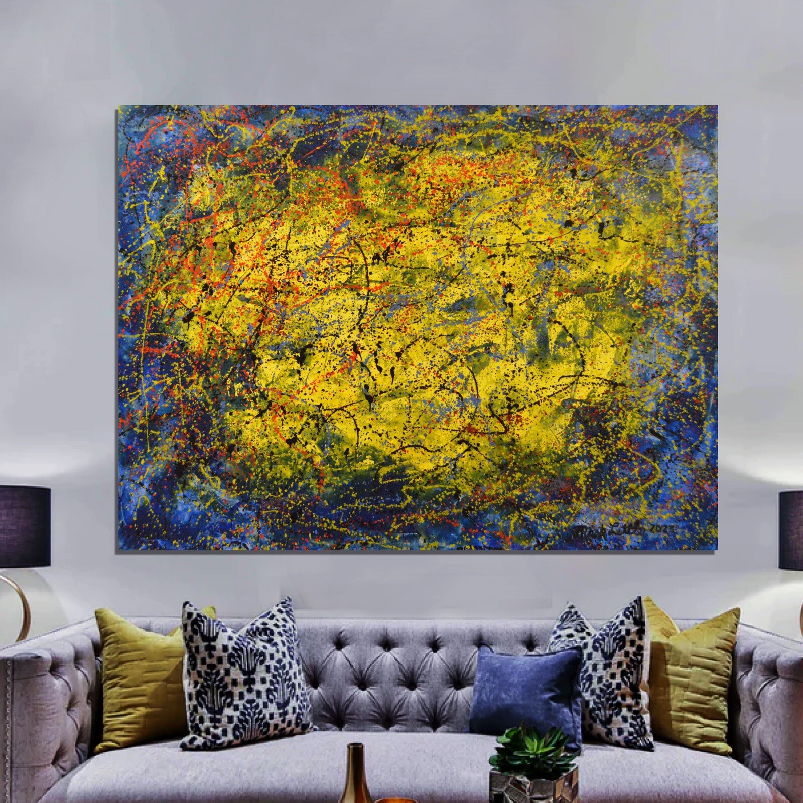 Jackson Pollock style￼ Profession￼al Painting 81” X 62”(6ft 9in)Abstract Modern