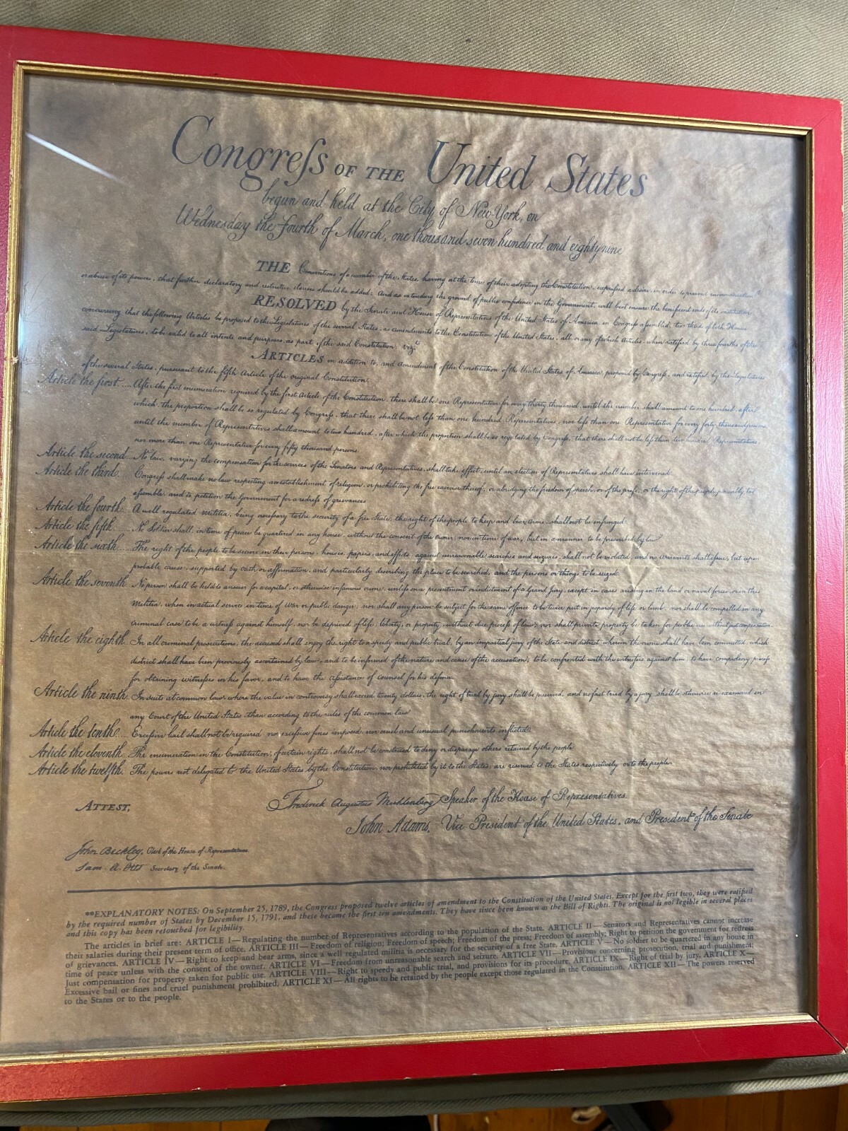 «Congress Of The United States» Print On Parchment Paper – Framed