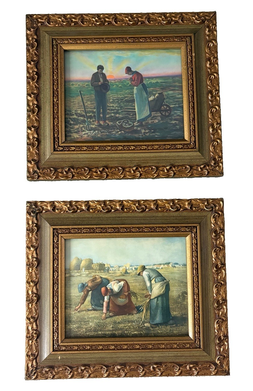 Vintage Jean-Francois Gold Ornate Wood Framed Painting 15.5”L x 13.5”H Set Of 2