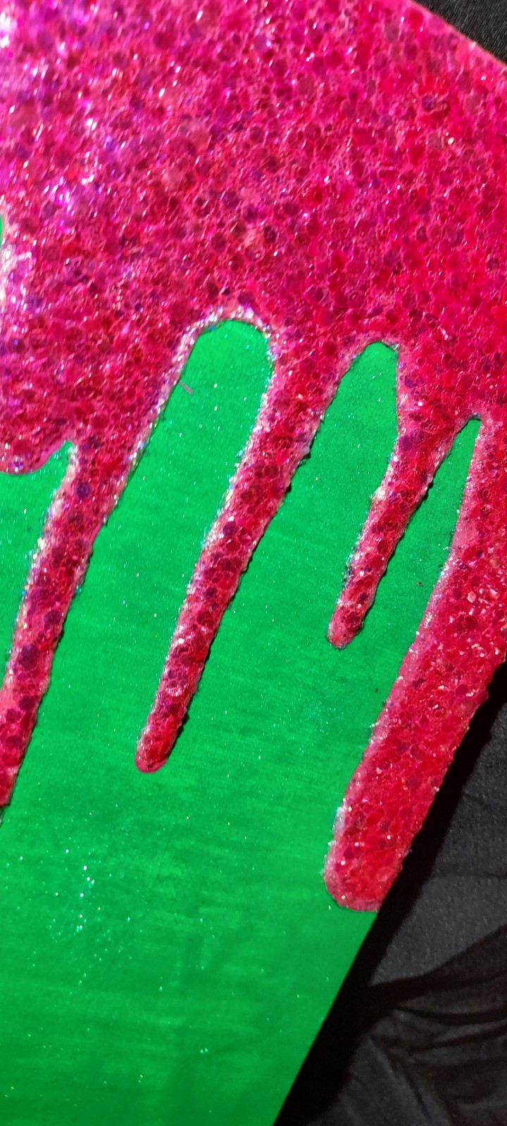 Blacklight Glow In The Dark Glitter Painting On Canvas Green WithFushia Glitter