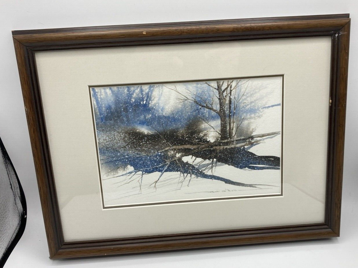 Indiana Rob O’Dell Odell 1938-2017 Original Watercolor Painting Trees Mat Framed