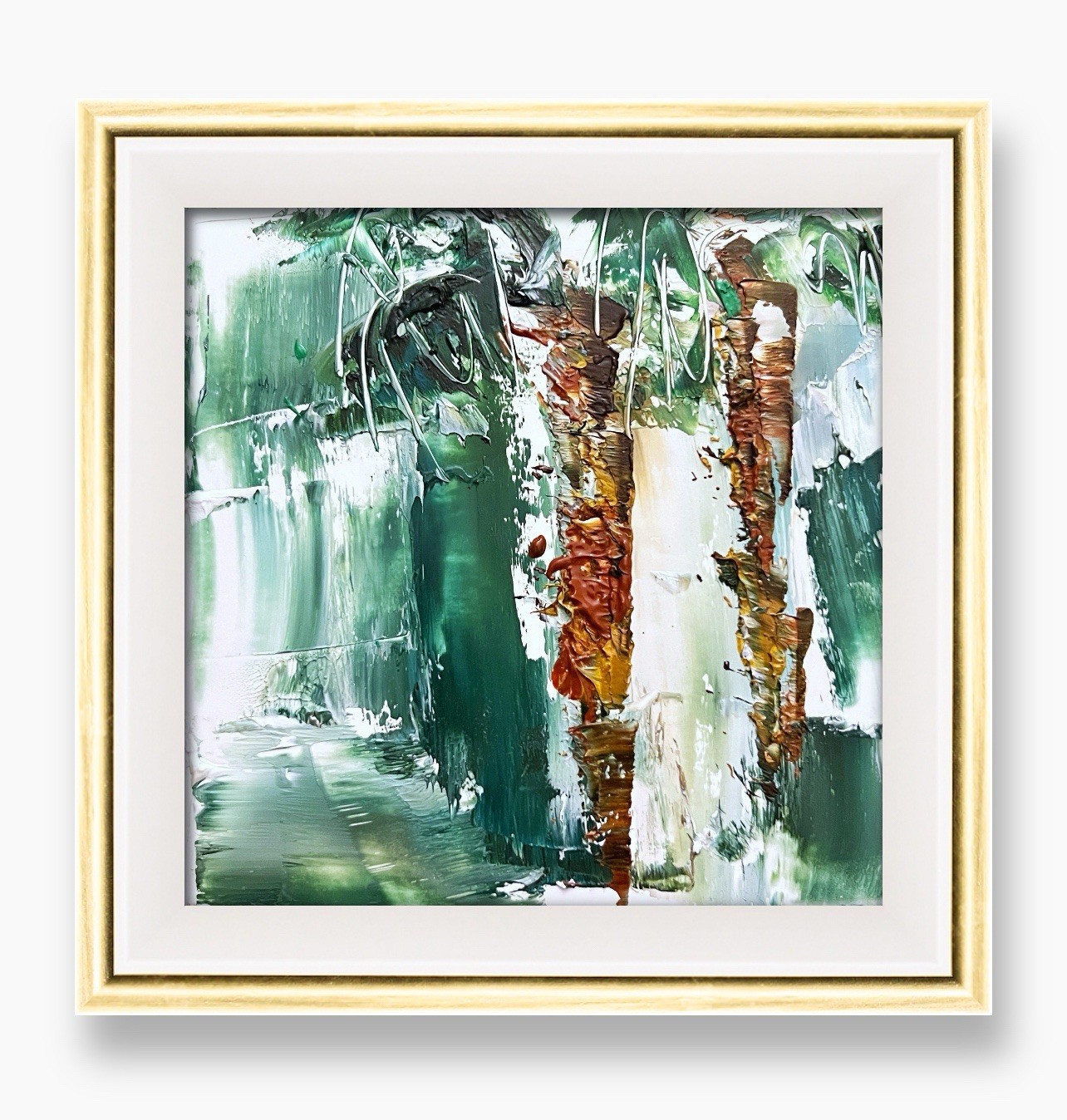 Australian Palm Grove Art — Coastal Green Textured Abstract for Modern Decor