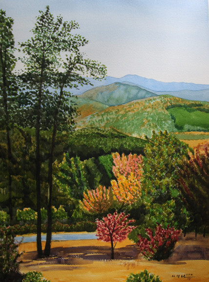 Great Smoky Mountain, Original Watercolor Painting, Signed, Art, 22×28 inch