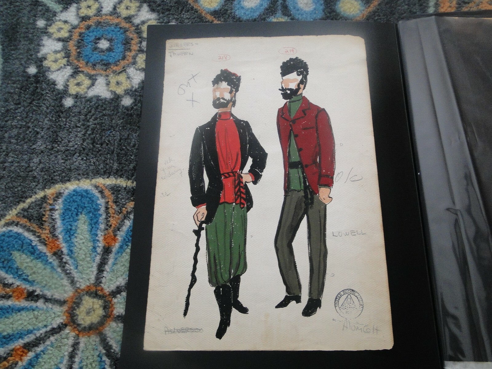 Vintage Alvin Colt Tony Award Winning Costume Designer Original Design Painting