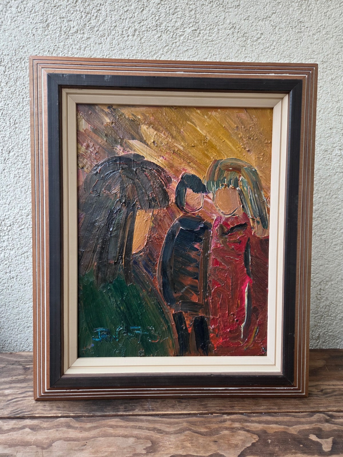 Original Scandinavian Abstract Art, 1970s Oil Painting