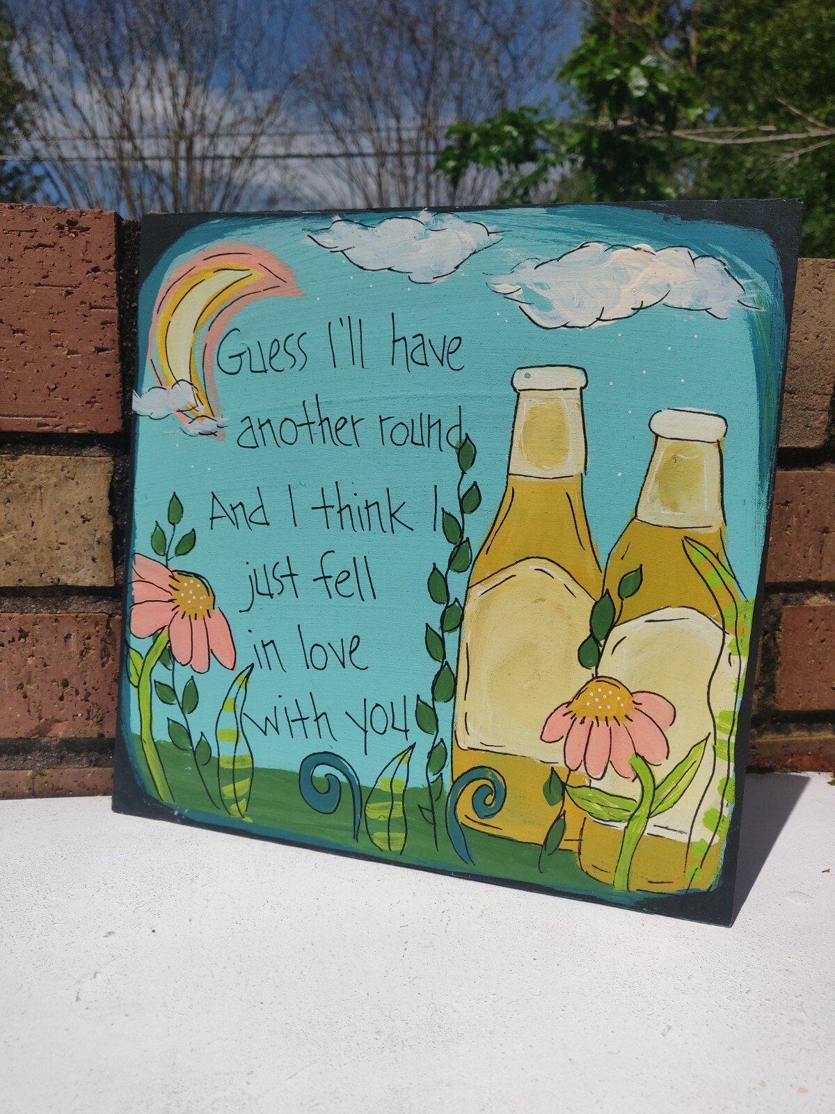 Tom Waits Lyric Art on 10 x 10″ panel, I Hope That I Don’t Fall In Love With You