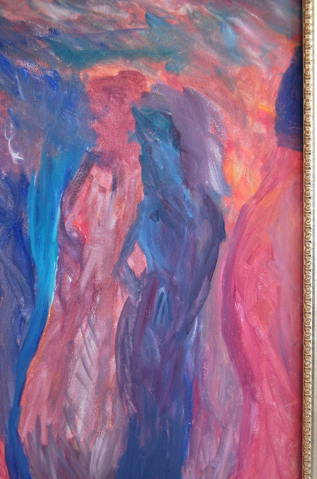 Vtg Framed Original Multicolor Surrealist Abstract Acrylic Oil Painting 20X16