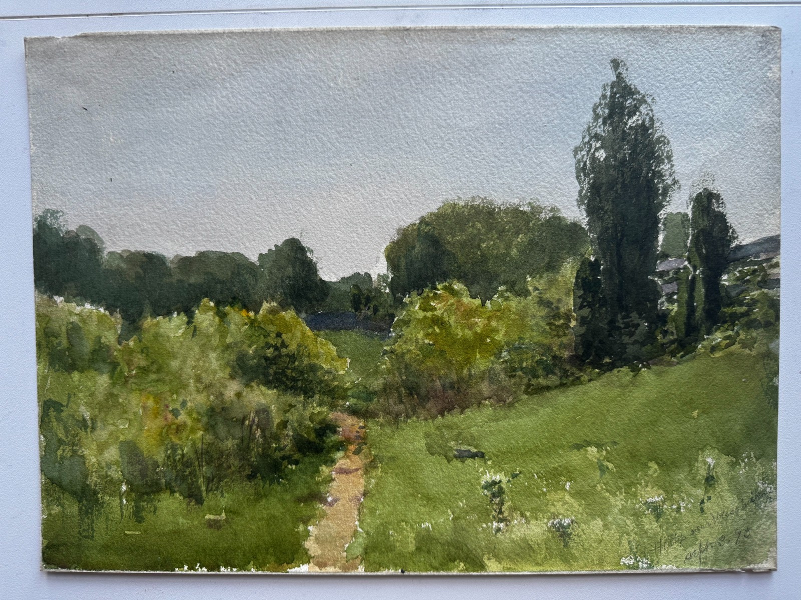 Antique 19th Century Watercolor Landscape Painting Wissahickon Park Philadelphia