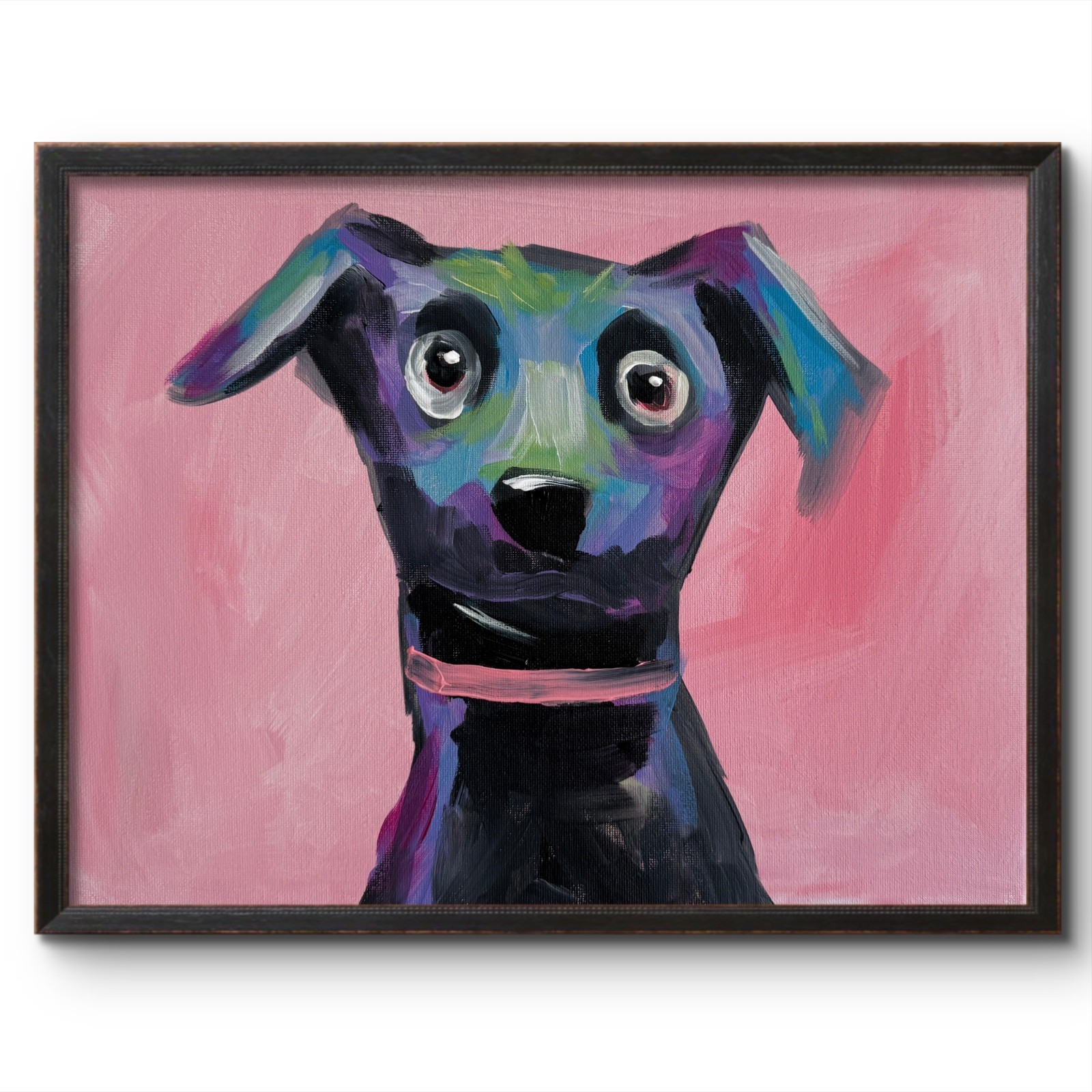 LITTLE BLACK DOG 14X11 IMPRESSIONISM ORIGINAL MODERN FINE ART