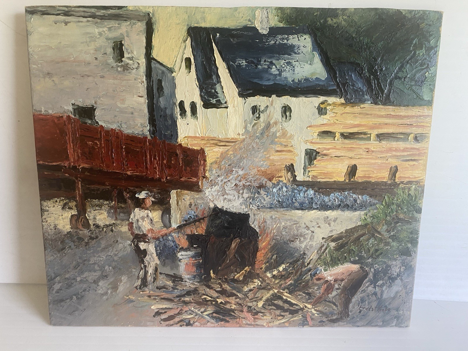 Vintage Painting WPA Era Ernest Krape LISTED Pennsylvania Modernist Abstract