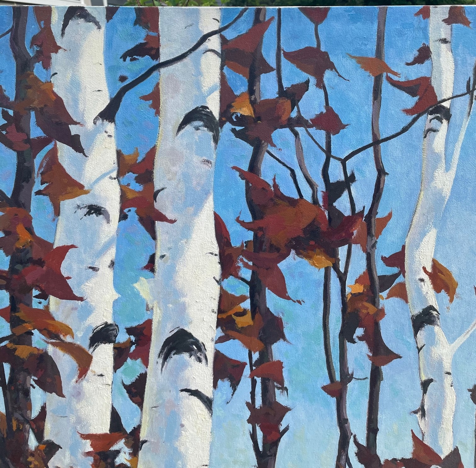 Original JOHN LOUGHLIN White BIRCH TREES Autumn Forest Landscape Oil PAINTING