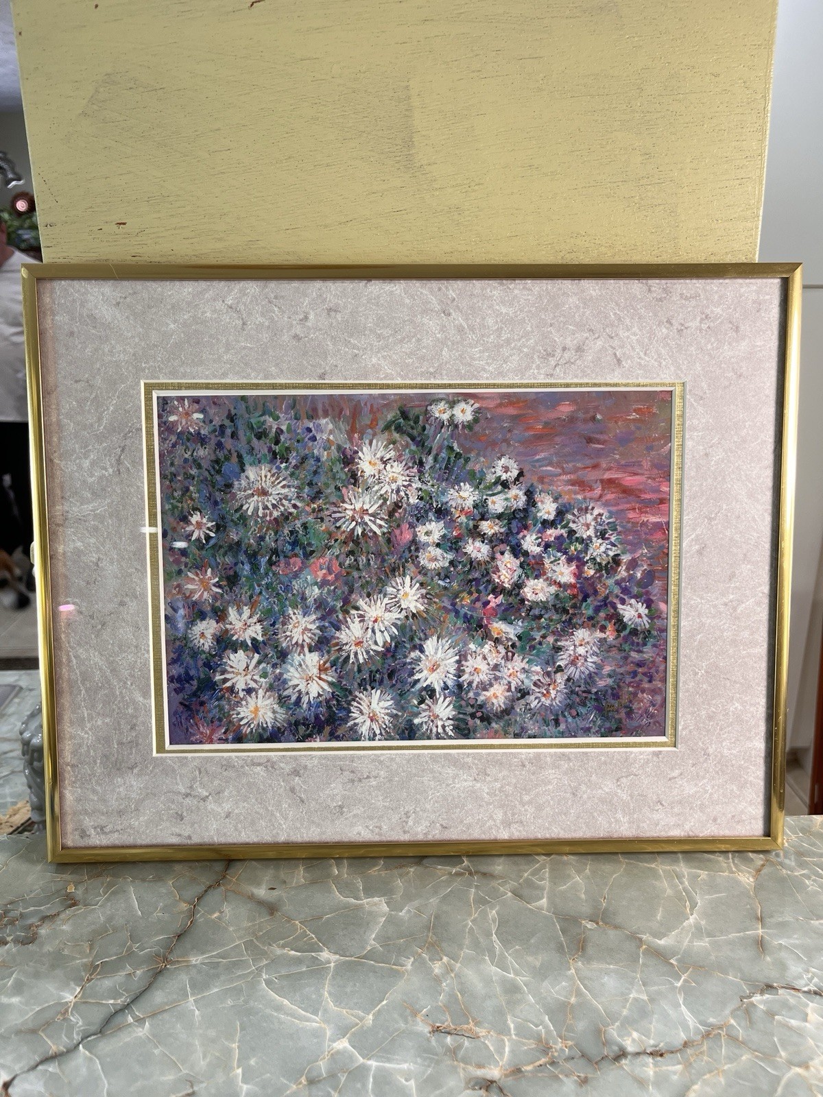 Framed Matted Signed by Artist Print Floral Painting Colorful Flowers