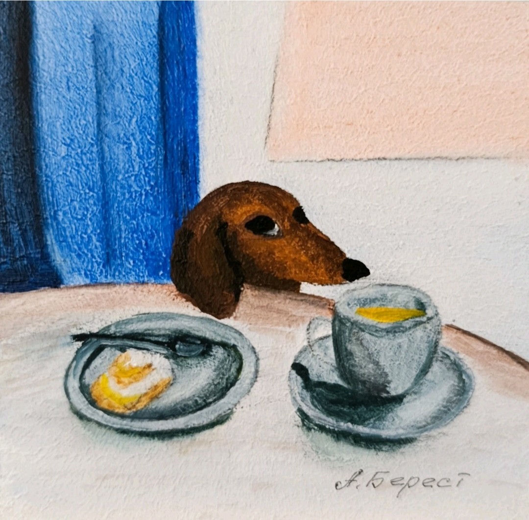ORIGINAL Oil Painting Dog Animal Pet Miniature Contemporary Wall art Handmade