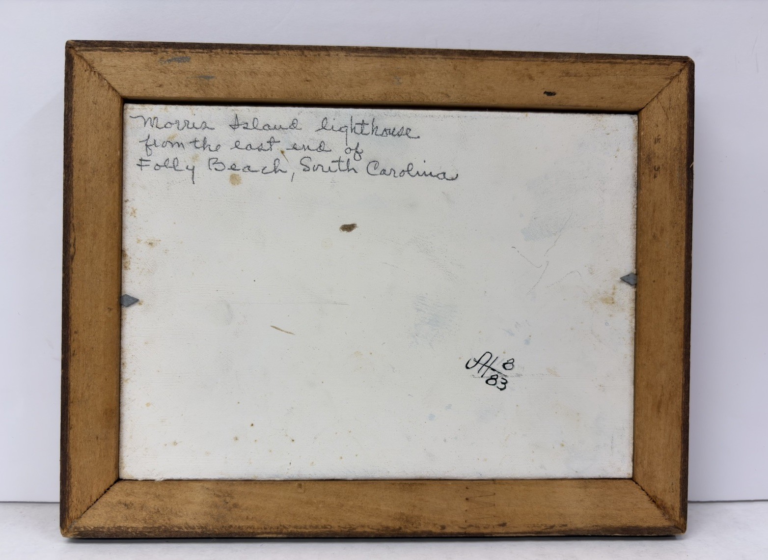 Vintage 1983 Morris Island SC Lighthouse Painting Signed Horres Framed 8.5″