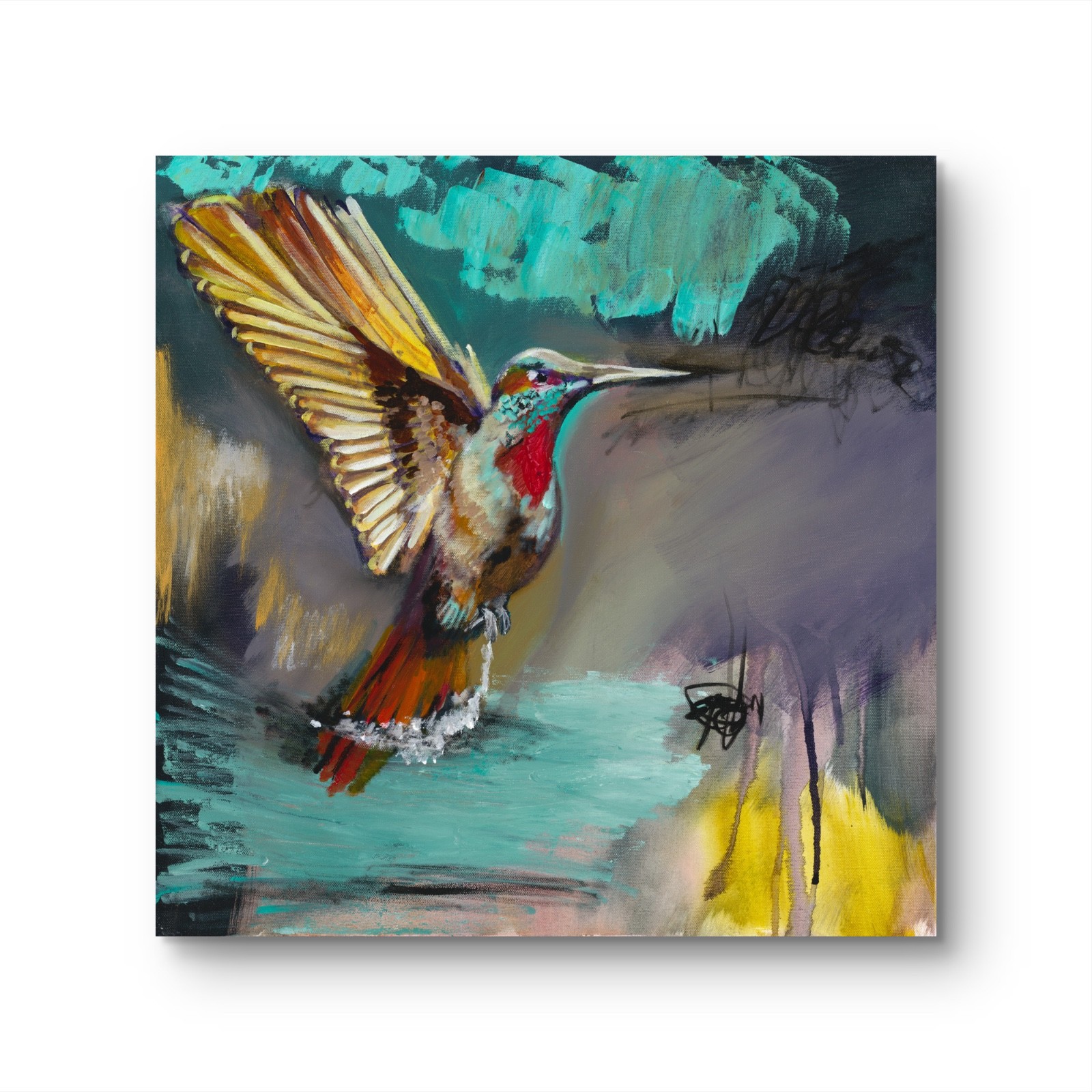 Original Sold! Hummingbird No.1 Art Print by Xin Xin — Canvas Giclee — Atlanta