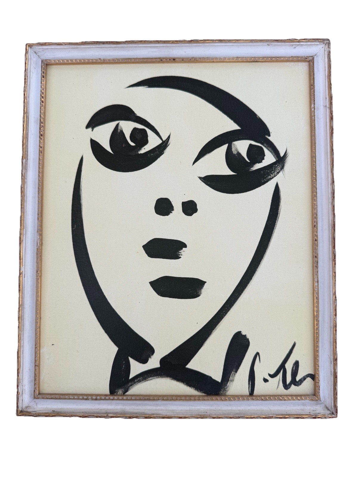 Vintage Black White Painting Peter Robert Keil Framed 14+12”