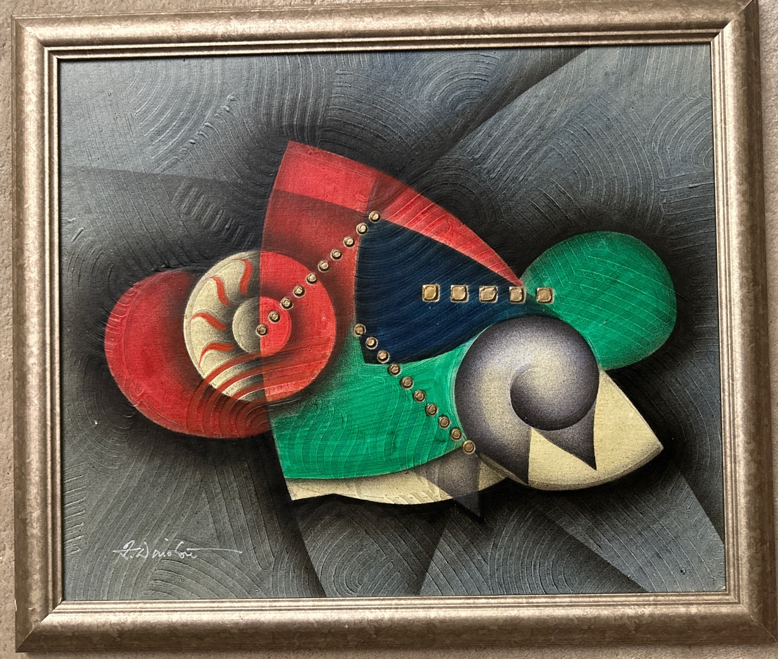 K Winston Original Signed Abstract Painting 27.5”x23.5” framed