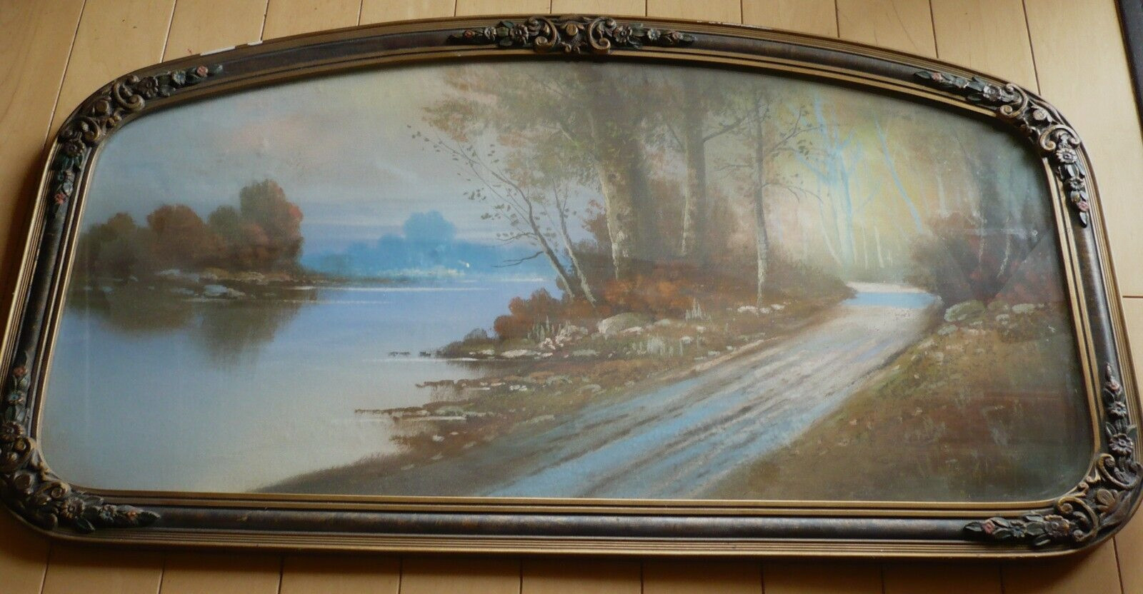 ALBERT GLATTHAAR LISTED PASTEL IMPRESSIONIST LANDSCAPE RIVER ROAD BEAUTY ANTIQUE