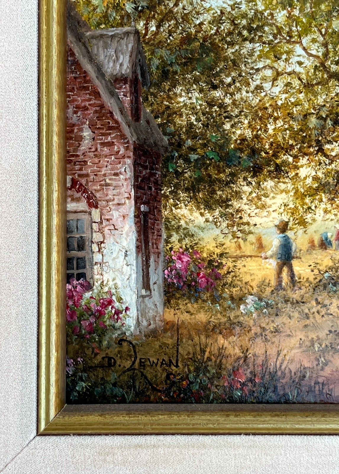 Dennis Lewan (1948- ) «Harvest» Original Oil on Masonite Painting on Board. 1986