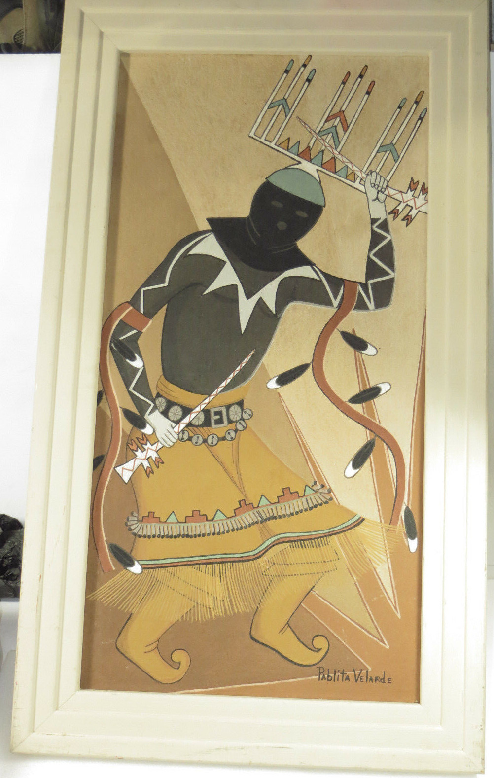 PABLITA VELARDE Listed APACHEE devile dancer NEW MEXICO (1918-2006) O/B 28″x16″