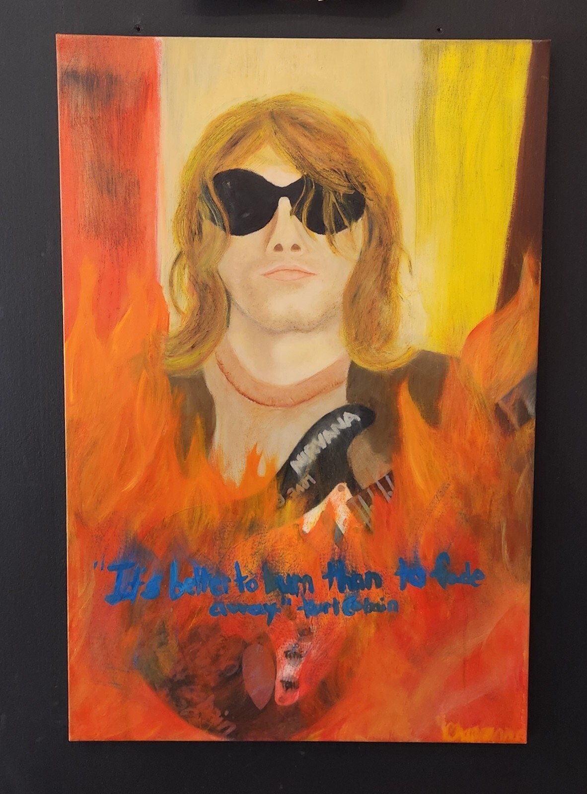 24×36″ Original Oil Painting Kurt Cobain by Chavanne Scott «Better to Burn…»