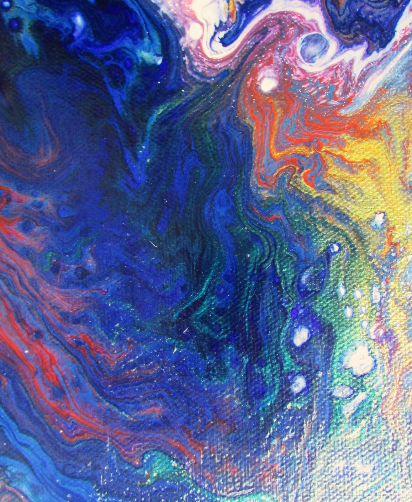 Cosmic Galaxy Outer Space Abstract Painting Pour Painted Art by Rain Crow
