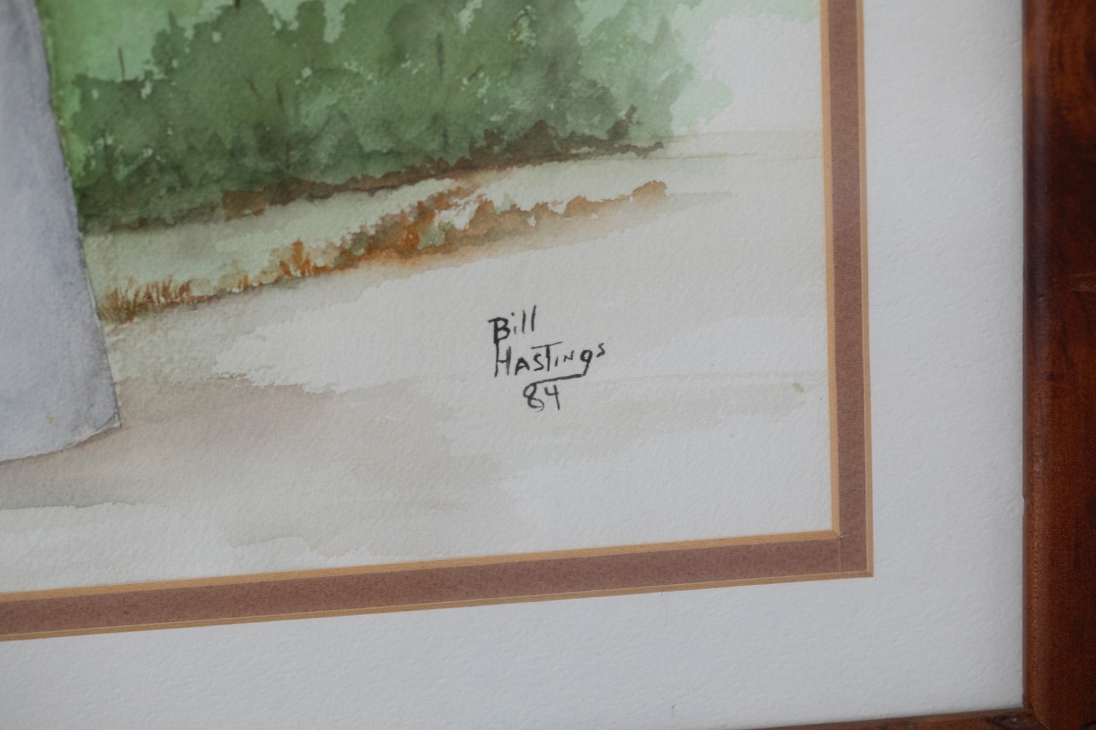 Lighthouse watercolor painting by Bill Hastings dated 1984 19.5″Hx21″W