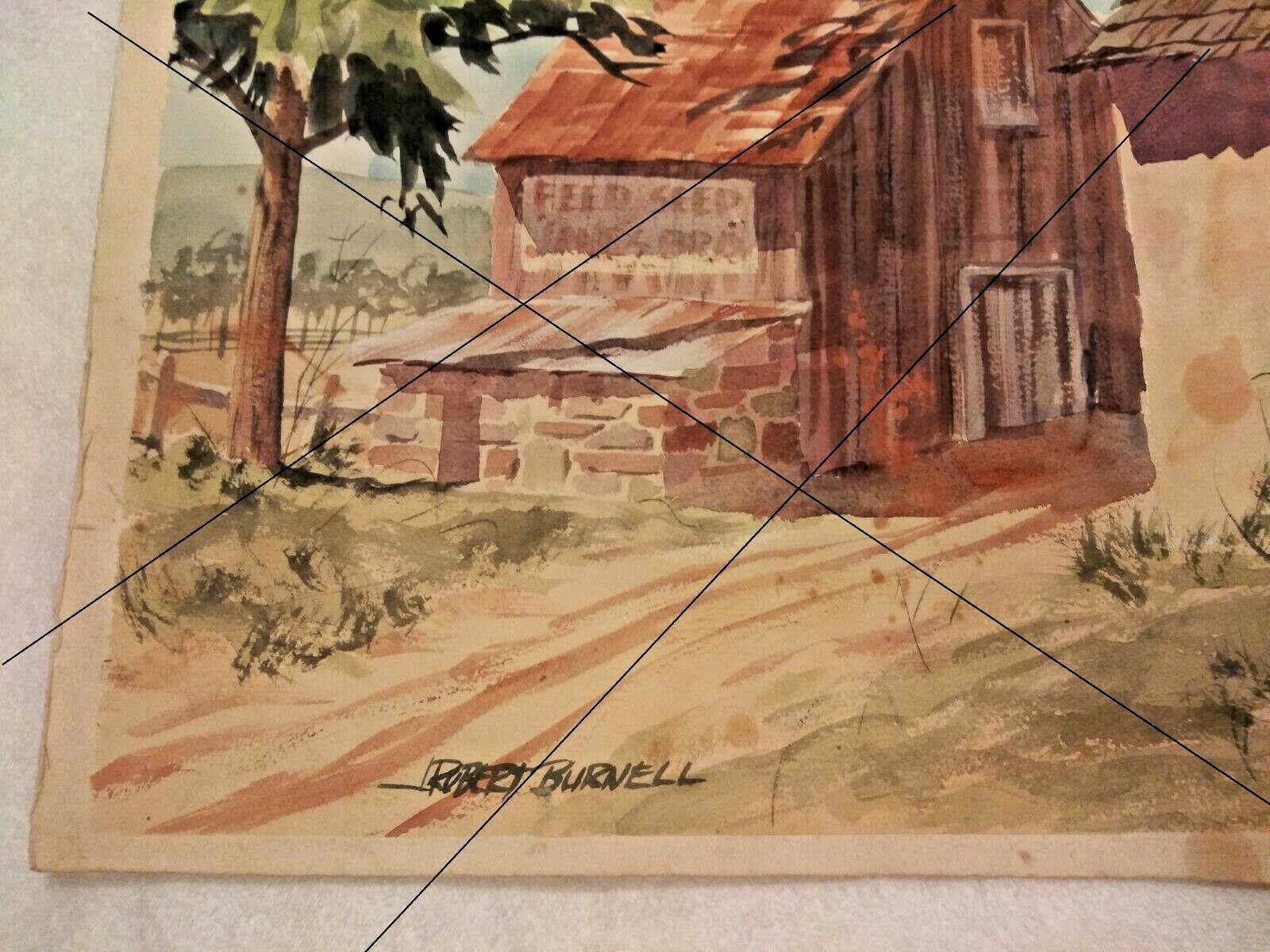 Authenticate J. Robert Burnell Painting, Watercolor, Landscape w/ Barn, Virginia