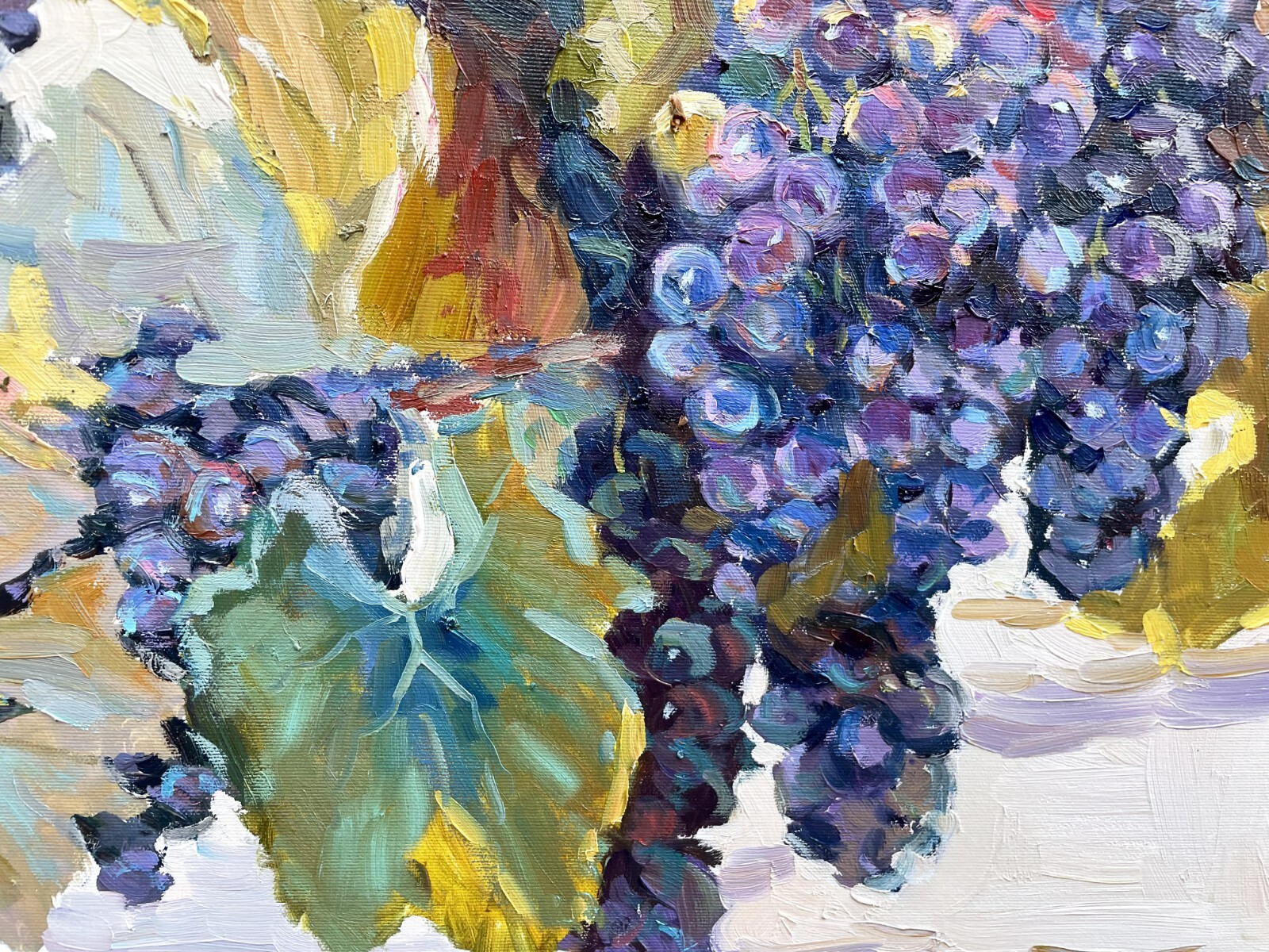 Grapes painting IMPRESSIONISM Original Oil on canvas by E. Chernyakovsky