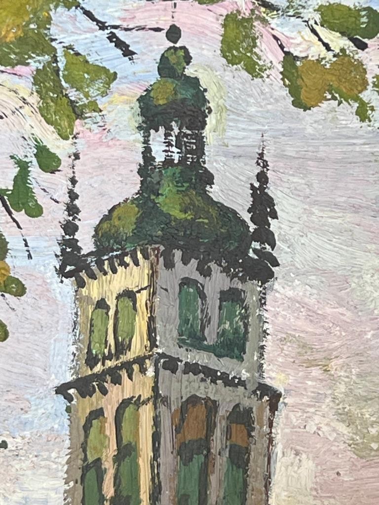 Old Lviv, Ukraine Art Cityscape Landscape Dormition Church Oil Painting Signed