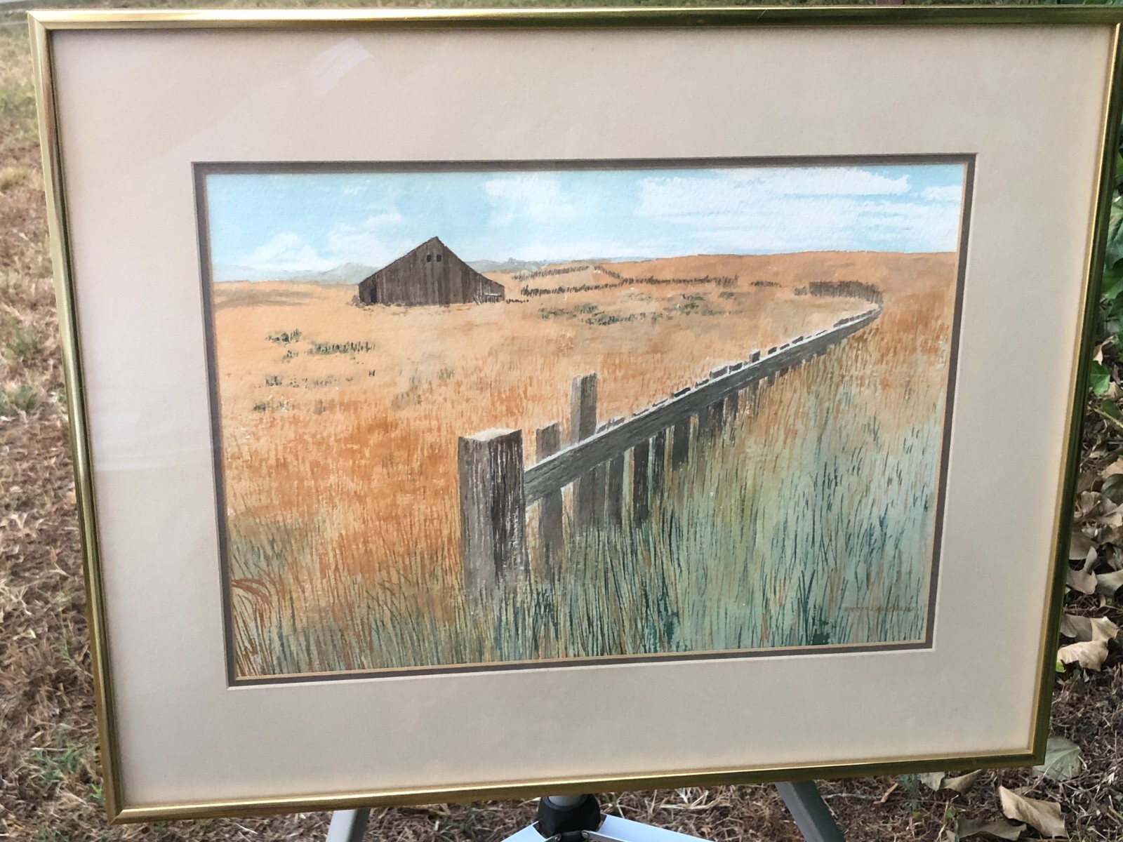 JIM McLAUGHLIN Original MODERN WESTERN IMPRESSIONIST FARM LANDSCAPE WATERCOLOR