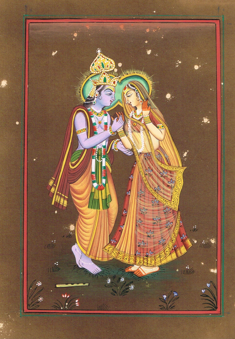 God And Goddess Radha Krishna Miniature Painting Religion Art 6.5×8.5 Inches