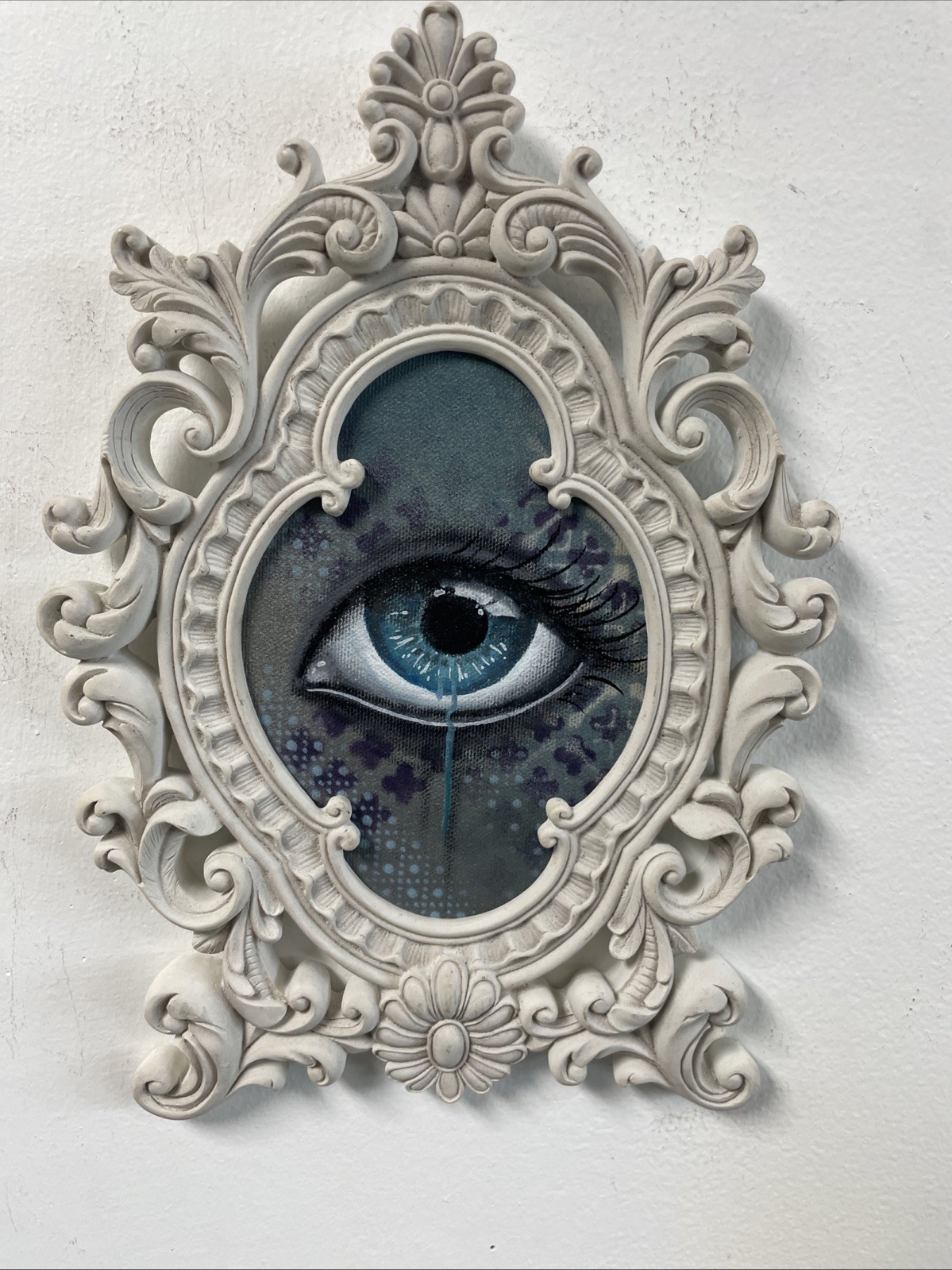 Blue Eye Drip Graffiti Painting Street Art Tattoo Art Original framed Painting