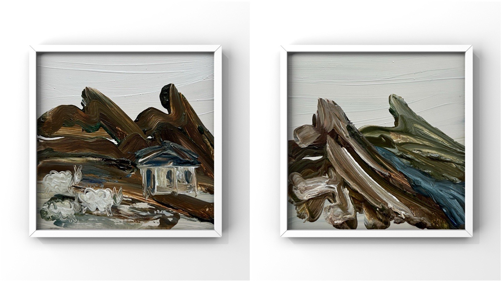 Scottish Highlands Pastoral Landscape Grazing Sheep Scotland Cabin House Artwork