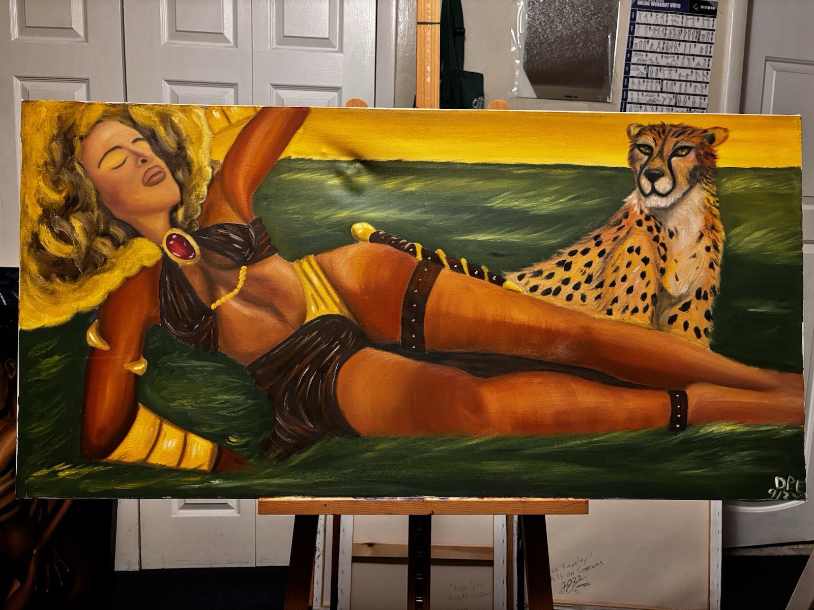 Jungle Johanna 24x48in. Oil Canvas Original Painting Art Portrait