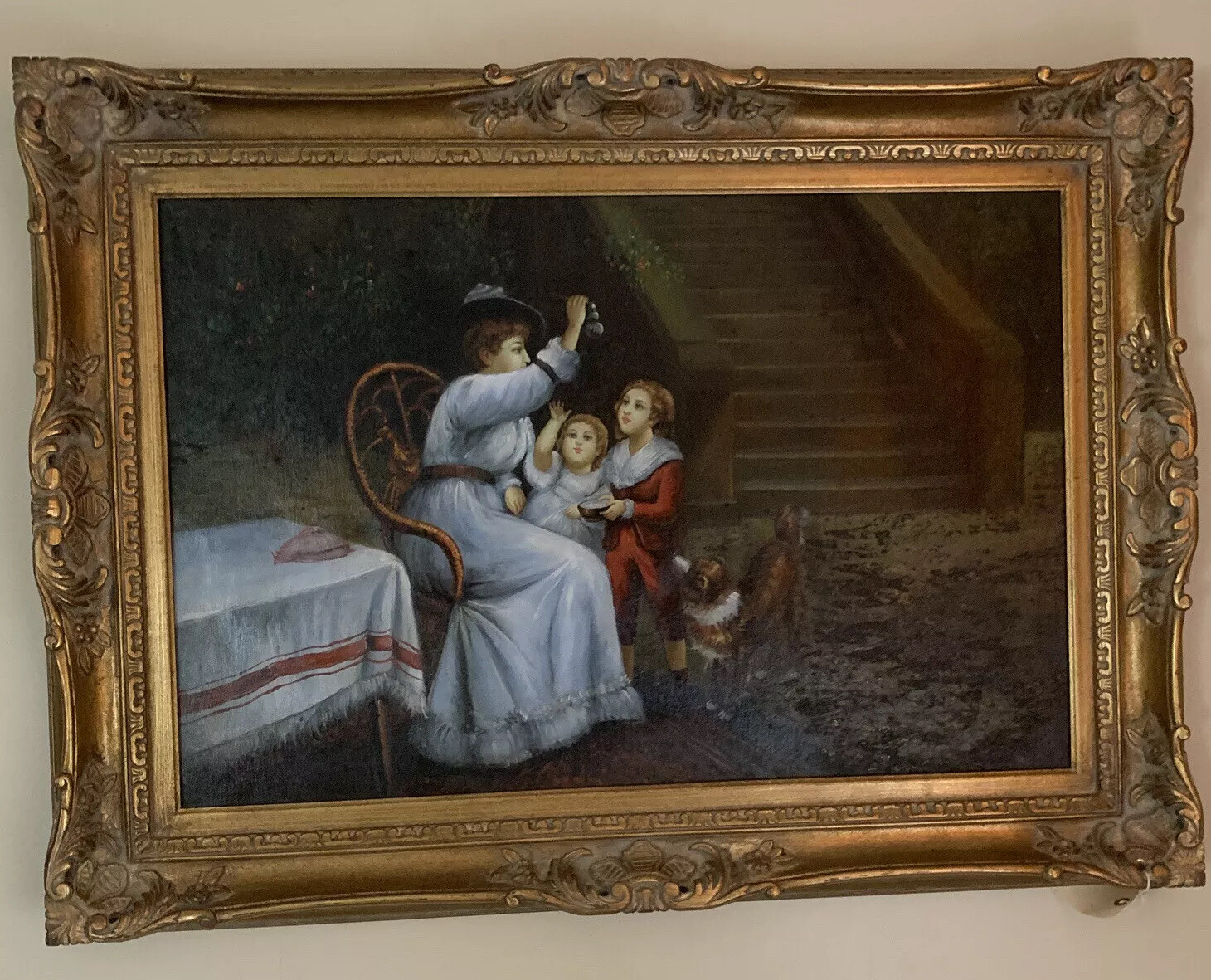 Victorian Turn Of The Century Oil On Canvas Signed Adonis 44×30 Large
