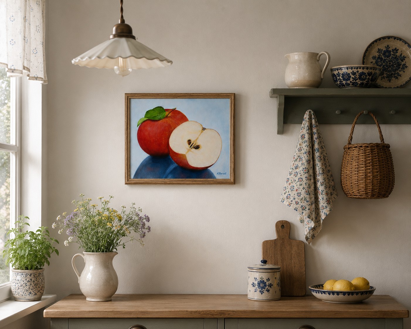 Original Oil Painting Red Apples Still Life Canvas Art 16×12 Signed Handmade