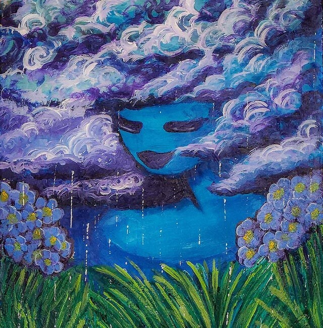 Acrylic Painting «Rain» Painting Original Art Medium Painting