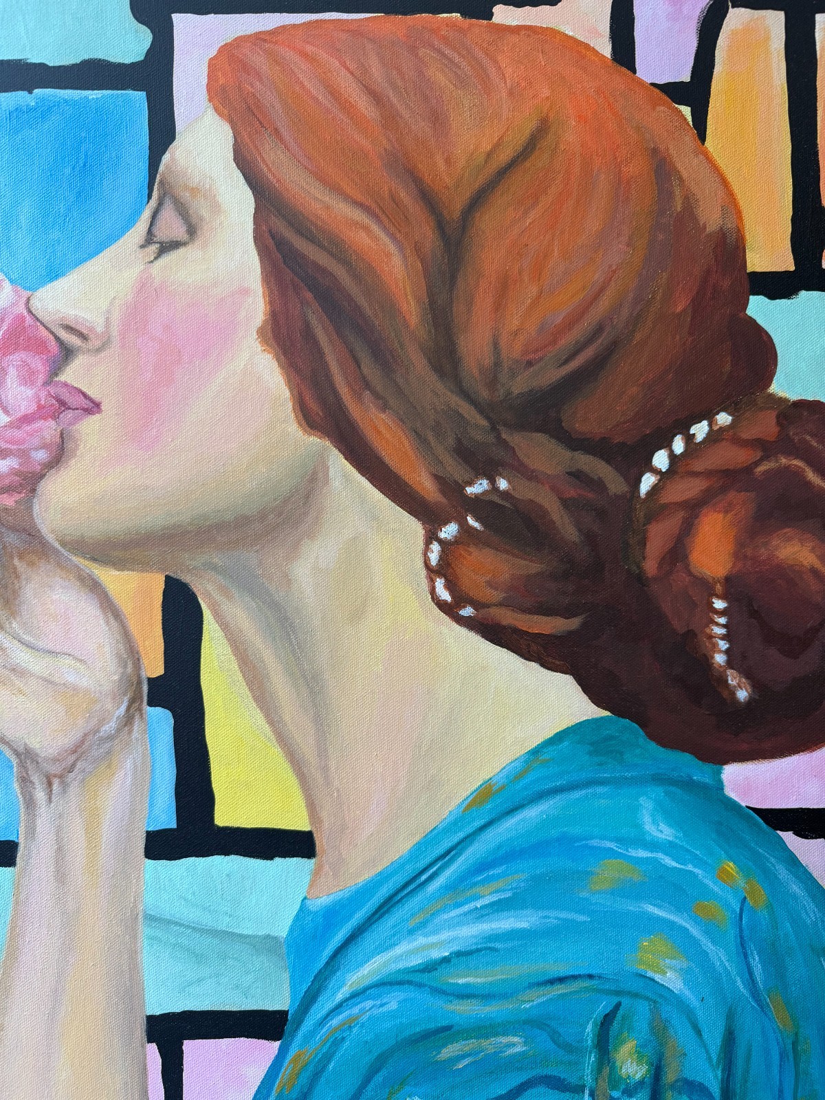 Large Acrylic Canvas Multicolor Portrait Painting Mashup Art Original 36x36in