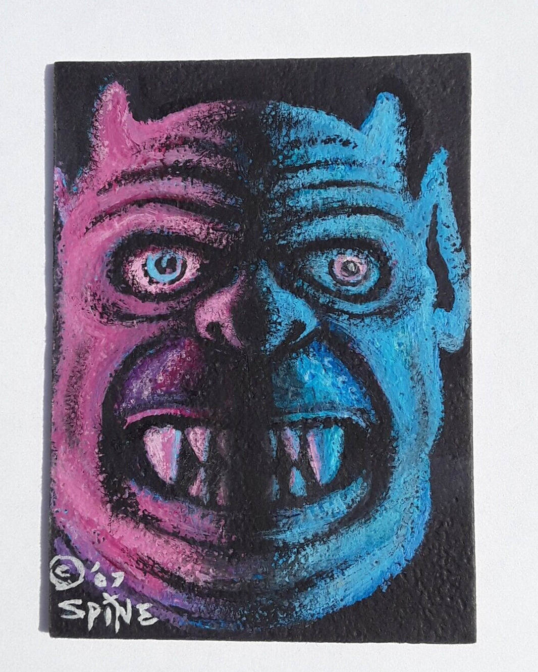 Tiny Size Original Art by Spine Jerry the Jerk Horror Monster 2.5 by 3.5 ACEO