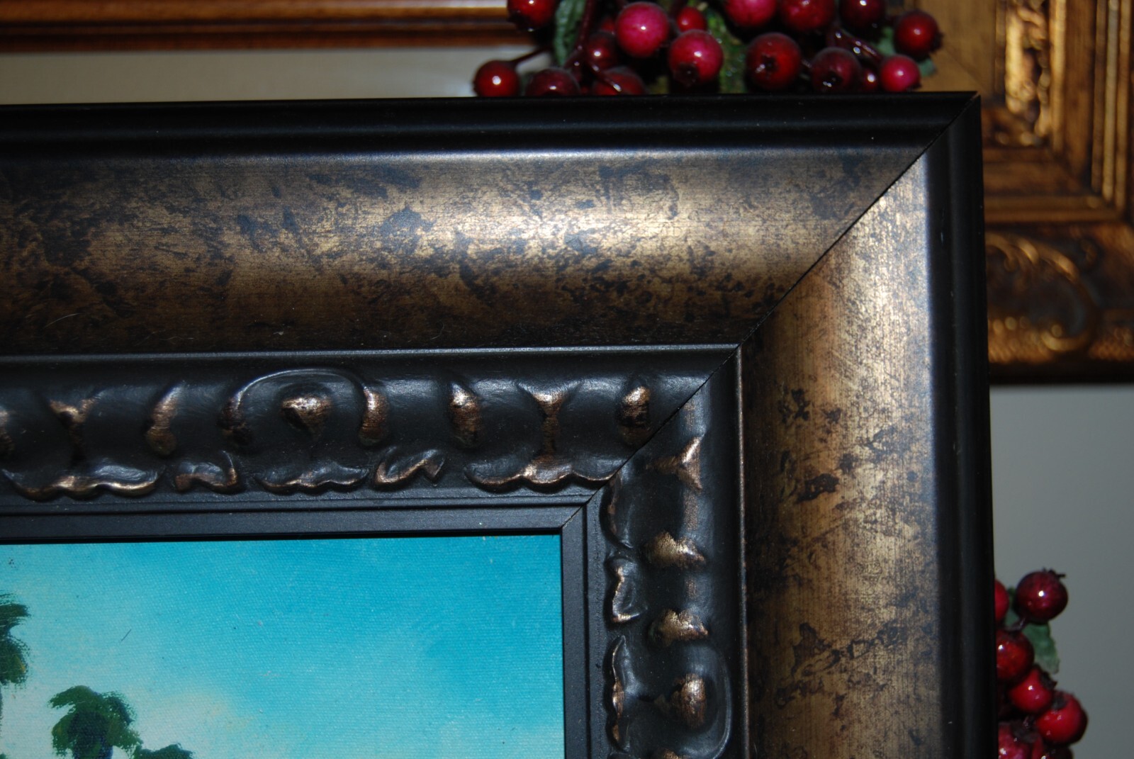 FRAMED SIGNED OIL PALMS AND HUT (BOHIO) A CUBAN COUNTRY SCENE ARTIST: CASTRILLON