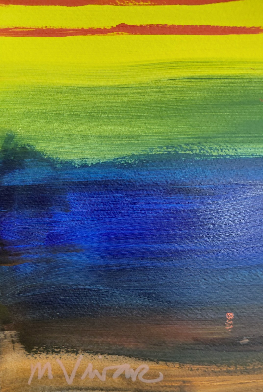 MONA VIVAR 12 x 9 Abstract Acrylic Art on Paper – Colorful Modern Design