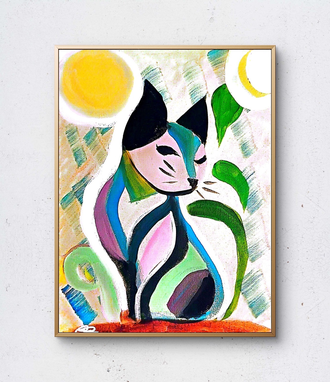 Original art My Cat 14 X 11 CANVAS Colorful Modern Acrylic Painting on Canvas