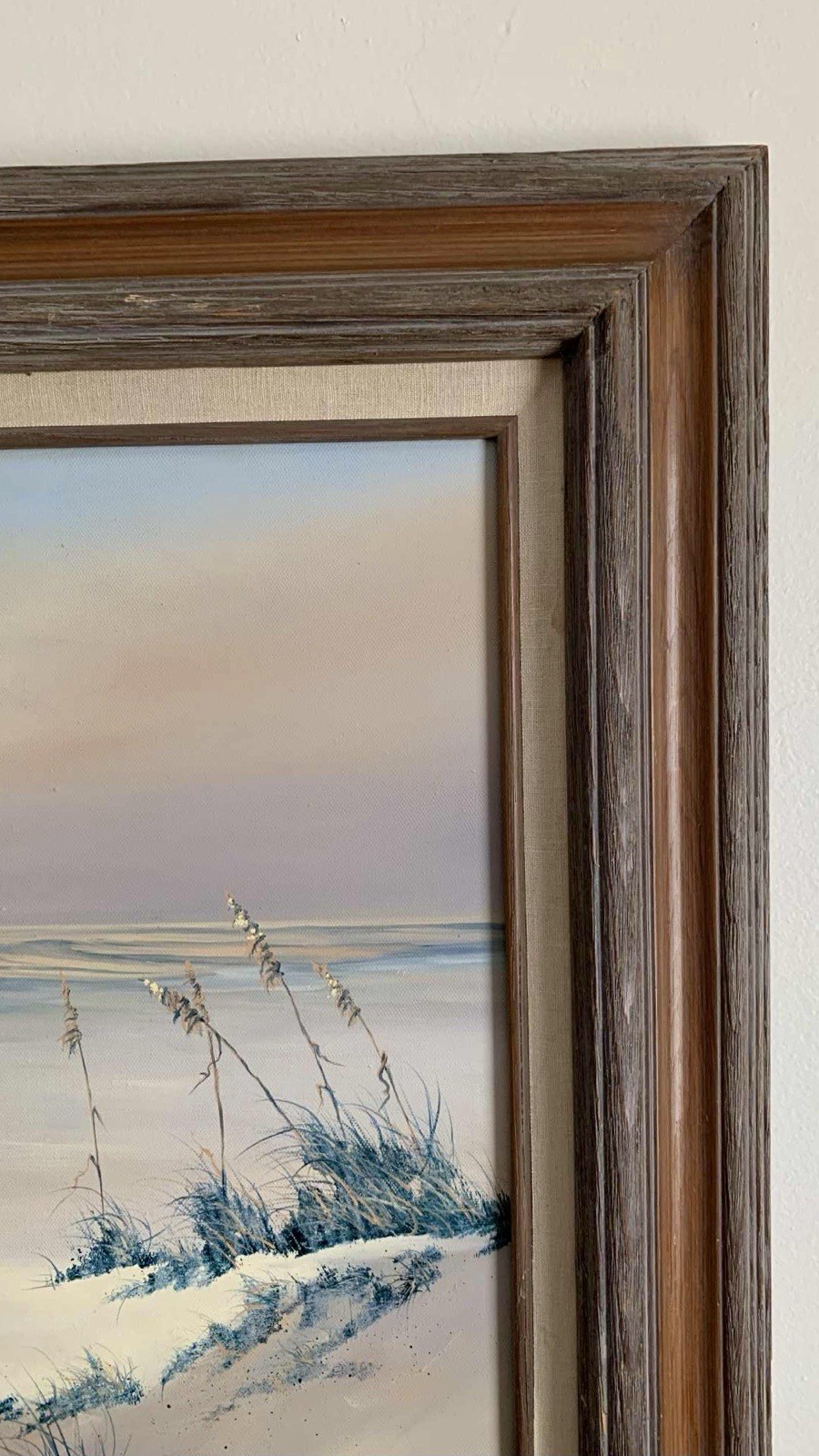 Vintage Sunrise Seascape Beach Front Oil Painting On Canvas Signed HARRIS Artist