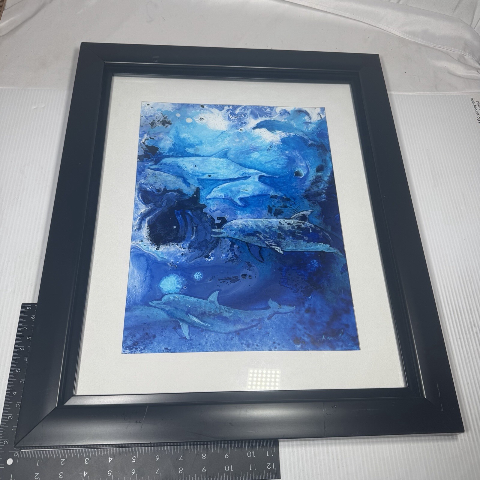 Handpainted Watercolor And Acrylics Dolphin Painting J. Knowles