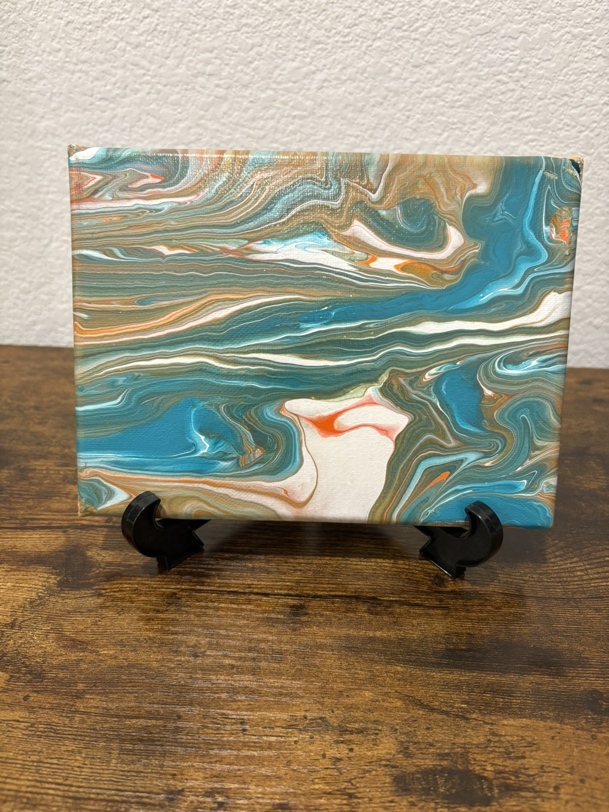 The Meeting of Waters 8×6 – one of a kind acrylic pour – blind artist made