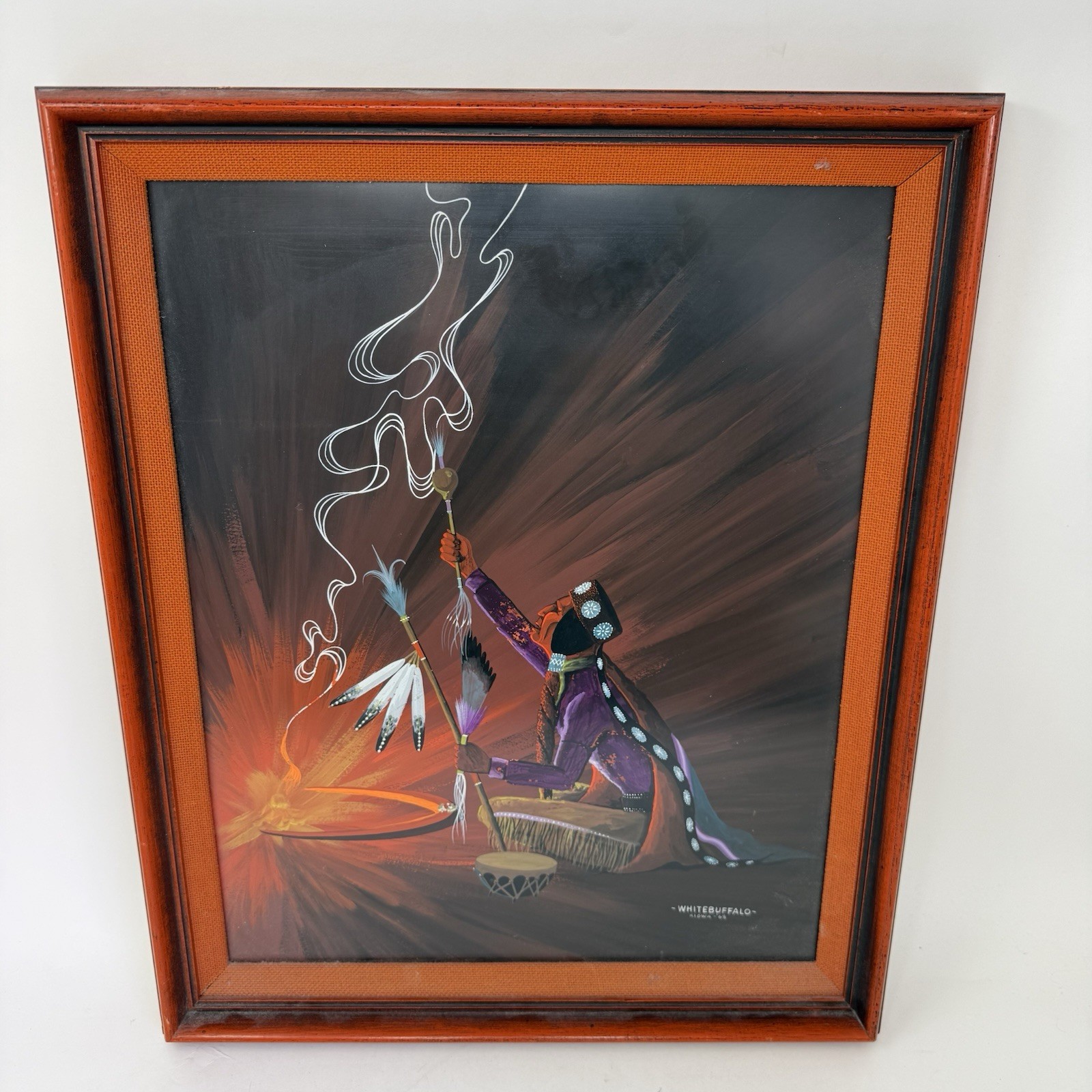 Bobby Hill WHITEBUFFALO Kiowa 1933-1984 Original Painting Signed 1965 Provenance